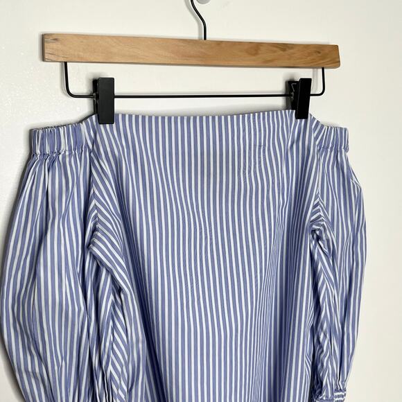 Alexis Womens Juniper Off The Shoulder Bell Sleeve Top XS Blue White Stripe - Picture 6 of 9